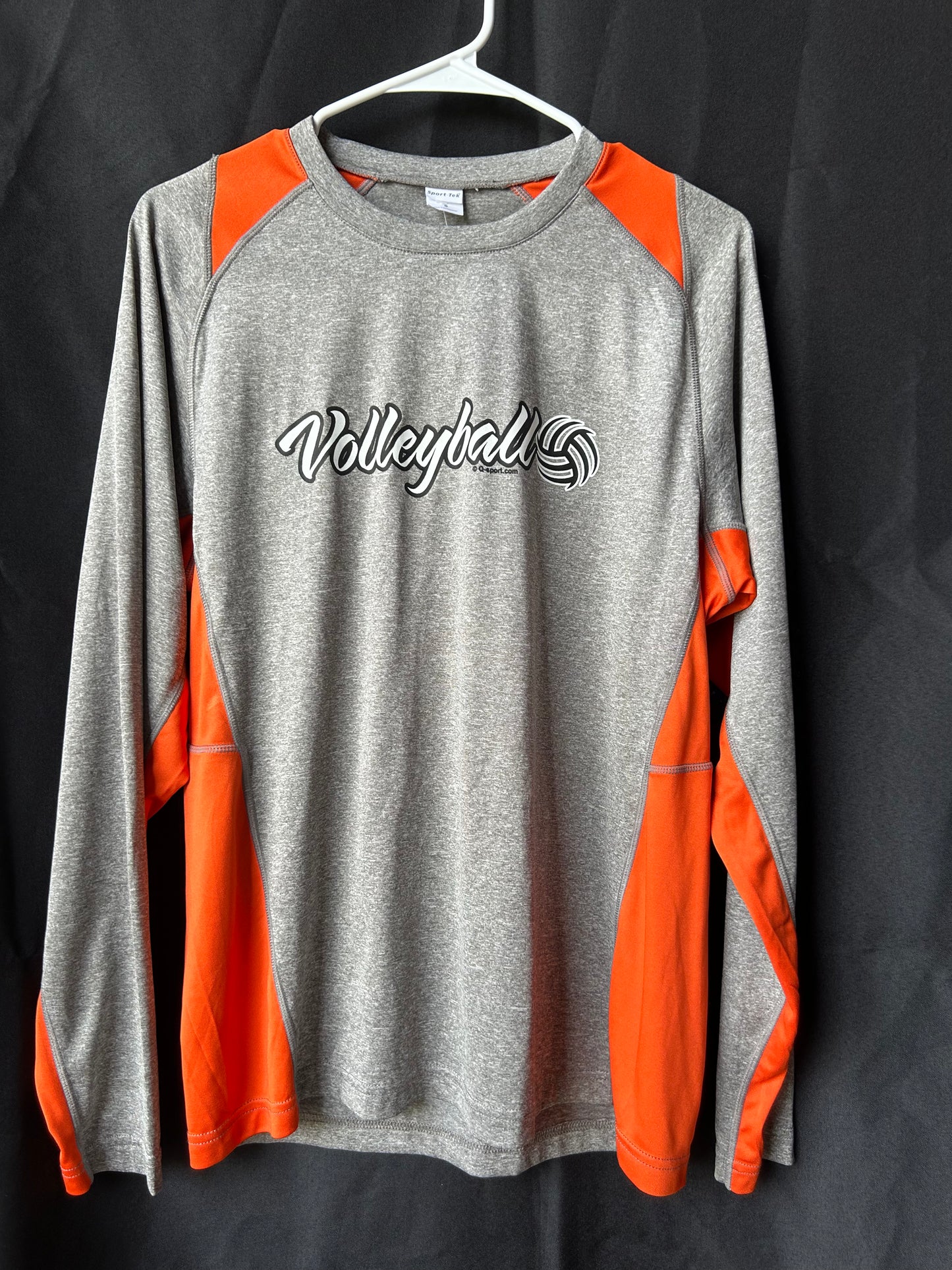 Sport TEK grey & orange long sleeve “volleyball” adult size Small