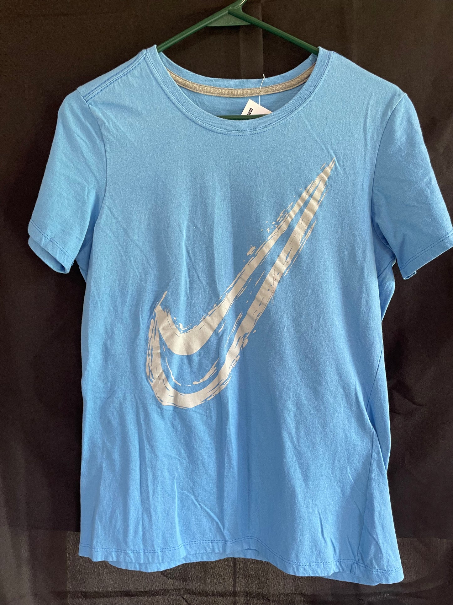 NIKE Slim Fit Blue W/grey swish short sleeve shirt men’s size large