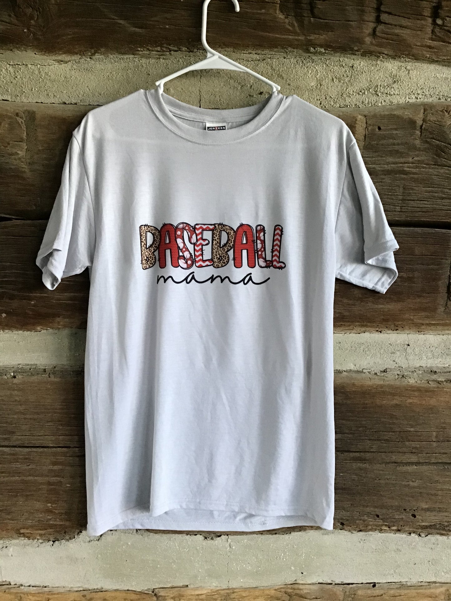 “Baseball Mama” Womens light grey short sleeve T-shirt size S