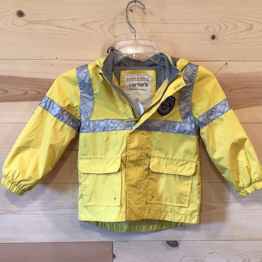 Carter’s Rain Jacket Yellow with Blue Police Badge and Silver Boy Youth Size 4T