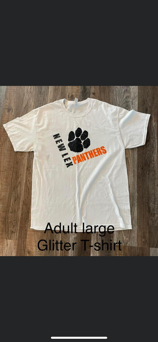 New Lexington White Adult Glitter Paw Tshirt Large