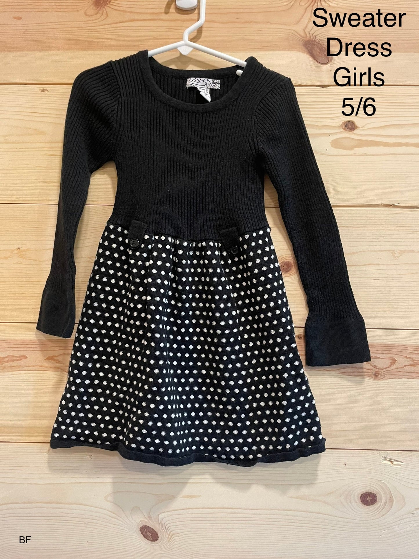 Girls Black and White Sweater Dress size 5/6