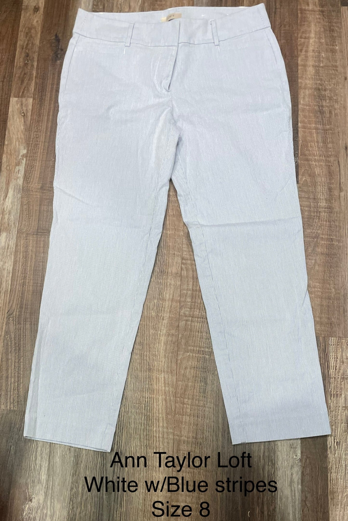 Ann Taylor Loft Womens Blue & White Dress Pants size 8