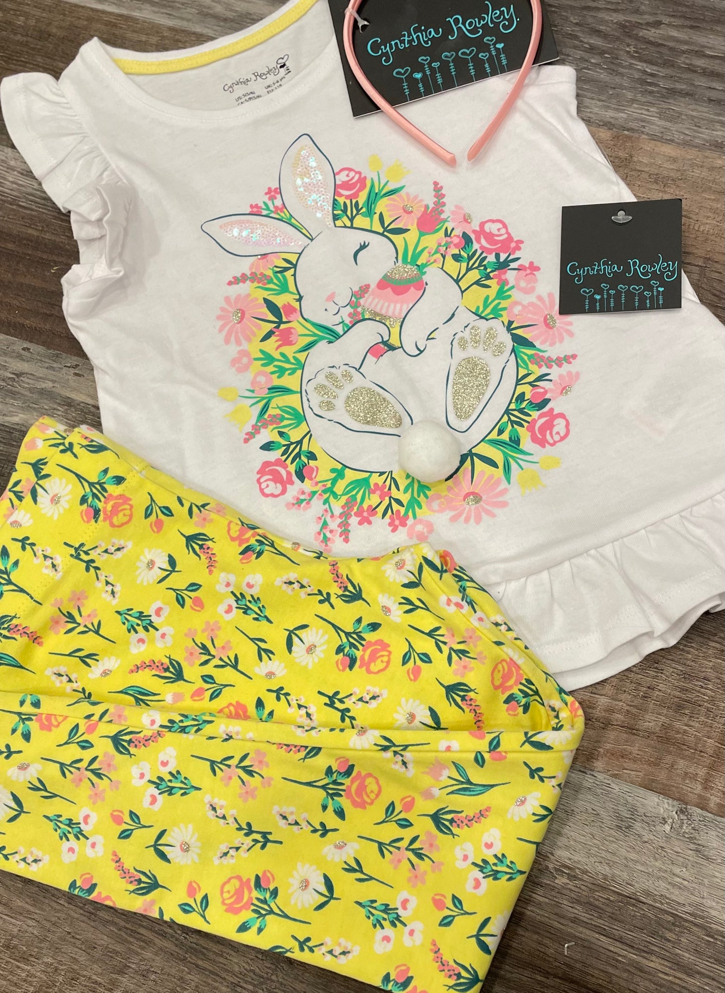 Cynthia Rowley EASTER Girls set: Shirt, Leggings & Headband sizes vary